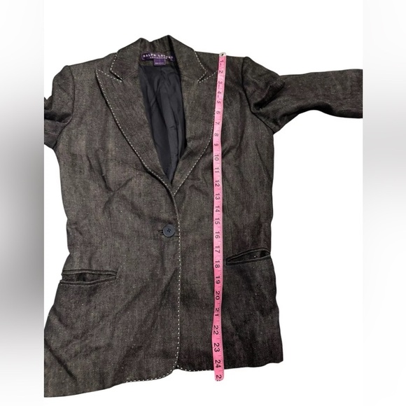 Ralph Lauren Purple Label Womens Button Linen Jacket Sz 2 Charcoal Blazer USA - Picture 14 of 15